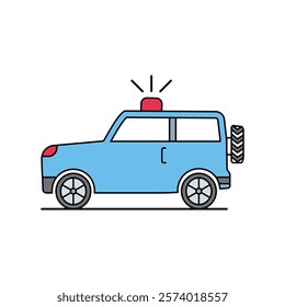 police car icon with white background vector stock illustration