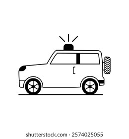 police car icon with white background vector stock illustration