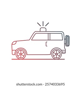 police car icon with white background vector stock illustration