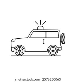 police car icon with white background vector stock illustration