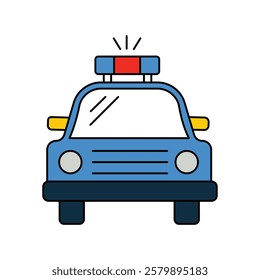 Police Car icon with white background vector stock illustration