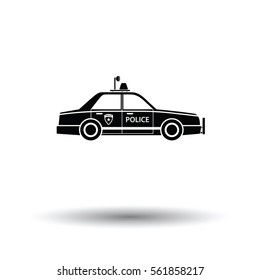 Police car icon. White background with shadow design. Vector illustration.