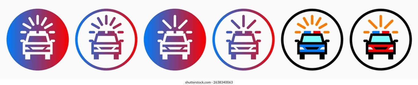 Police Car Icons: vector illustration of police car icons with white background