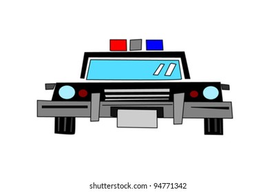 police car illustration vector front view isolated on white background