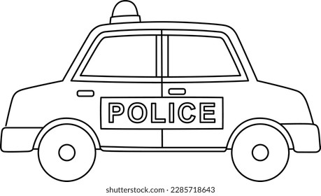 Police Car Isolated Coloring Page for Kids