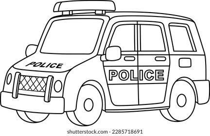 Police Car Isolated Coloring Page for Kids