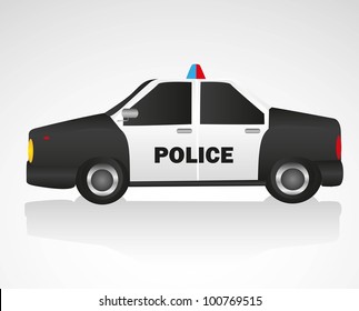 police car isolated on white background, vector illustration