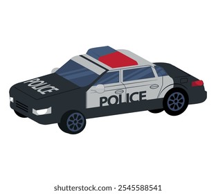 police car in isometric style, vector illustration with isolated white background 