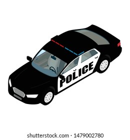 Police car isometric view isolated on white background. Police transport