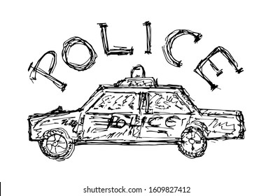 police car with the letter of police