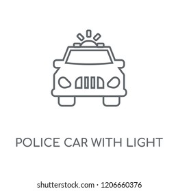 Police car with Light linear icon. Police car with Light concept stroke symbol design. Thin graphic elements vector illustration, outline pattern on a white background, eps 10.