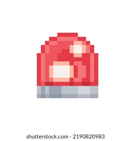 Police Car Light. Pixel art icon, emoji. 8-bit game assets. Sticker design. Isolated vector illustration. Game assets 8-bit sprite.