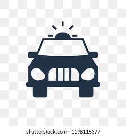 Police car with Light vector icon isolated on transparent background, Police car with Light transparency concept can be used web and mobile