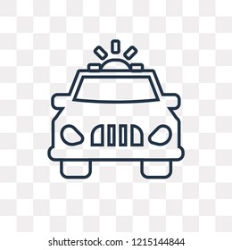 Police car with Light vector outline icon isolated on transparent background, high quality linear Police car with Light transparency concept can be used web and mobile