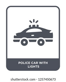 police car with lights icon vector on white background, police car with lights trendy filled icons from Mechanicons collection, police car with lights simple element illustration