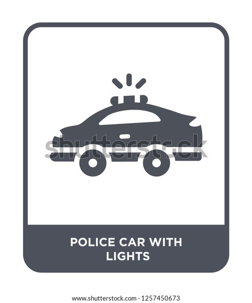 police car with\
lights icon vector on white background, police car with lights\
trendy filled icons from Mechanicons collection, police car with\
lights simple element\
illustration