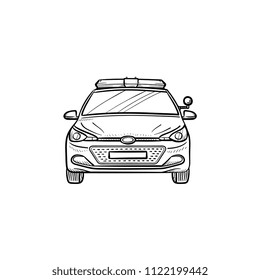 Police car lights and siren hand drawn outline doodle icon. Police, cop, emergency sound, help, criminal concept. Vector sketch illustration for print, web, mobile and infographics on white background