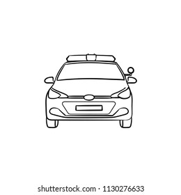 Police Car Lights And Siren Hand Drawn Outline Doodle Icon. Policeman, Patrol, Alert, Help, Criminal Concept. Vector Sketch Illustration For Print, Web, Mobile And Infographics On White Background