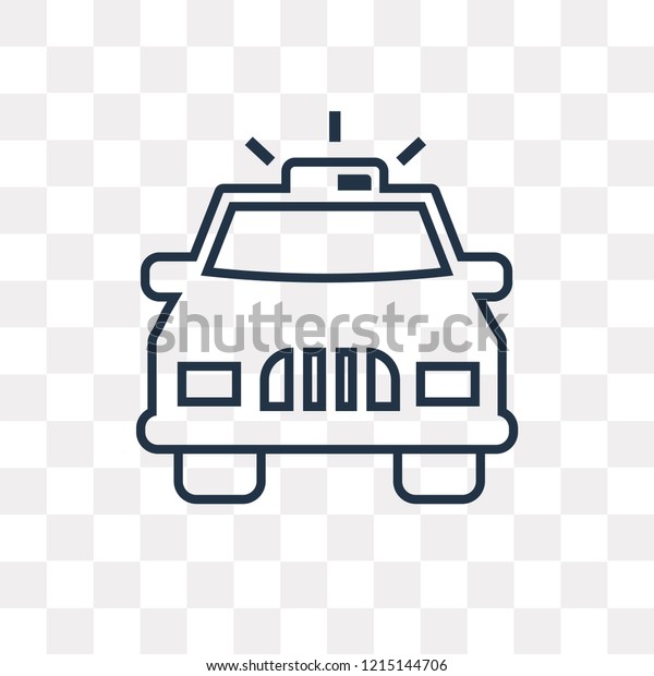 Police car with Lights\
vector outline icon isolated on transparent background, high\
quality linear Police car with Lights transparency concept can be\
used web and mobile