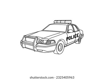 Police Car Linie Art Vektorgrafik. Rahmenvorlage für den Transport. Vektor eps10