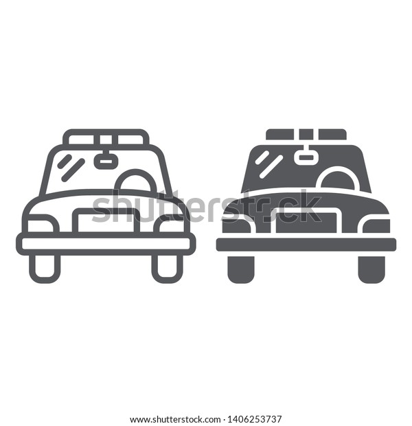 Police car line and glyph icon, vehicle and\
automobile, sheriff car sign, vector graphics, a linear pattern on\
a white background, eps\
10.