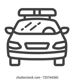 Police car line icon, transport and automobile, cop sign vector graphics, a linear pattern on a white background, eps 10.