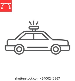 Police car line icon, transportation and vehicle, police car vector icon, vector graphics, editable stroke outline sign, eps 10.