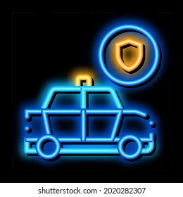 Police Car Machine neon light sign vector. Glowing bright icon Police Car Machine sign. transparent symbol illustration