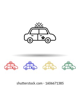 Police car multi color style icon. Simple thin line, outline vector of law and justice icons for ui and ux, website or mobile application