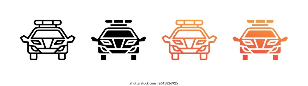 Police Car Multi Style Icon Set Vector