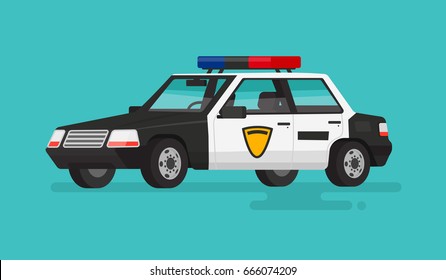 Police car on isolated background. Vector illustration in a flat style