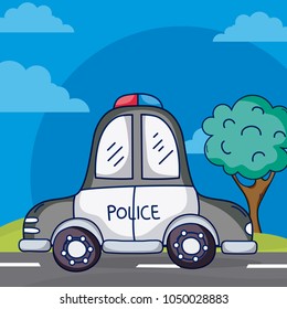 Police car on street