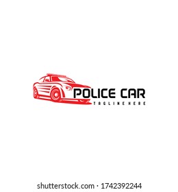 Police Car Outline Cop American Car Crime Automobile Design Vector Illustration