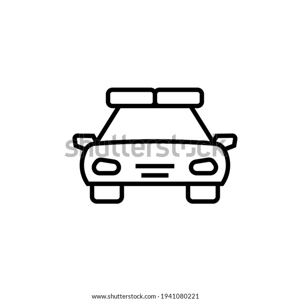 Police car outline front view icon. Clipart\
image isolated on white\
background