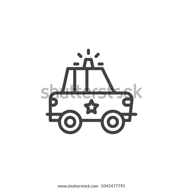 Police car outline icon. linear style sign for
mobile concept and web design. Sheriff car with police flasher
light simple line vector icon. Symbol, logo illustration. Pixel
perfect vector graphics