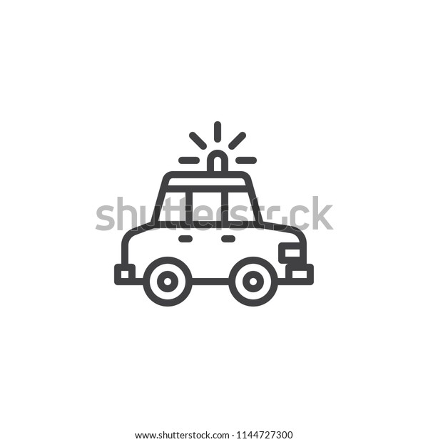 Police car\
outline icon. linear style sign for mobile concept and web design.\
Police Patrol Vehicle simple line vector icon. Symbol, logo\
illustration. Pixel perfect vector\
graphics