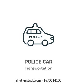 Police car outline vector icon. Thin line black police car icon, flat vector simple element illustration from editable transportation concept isolated stroke on white background
