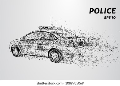 Police car of the particles. From the police car rips apart the wind.