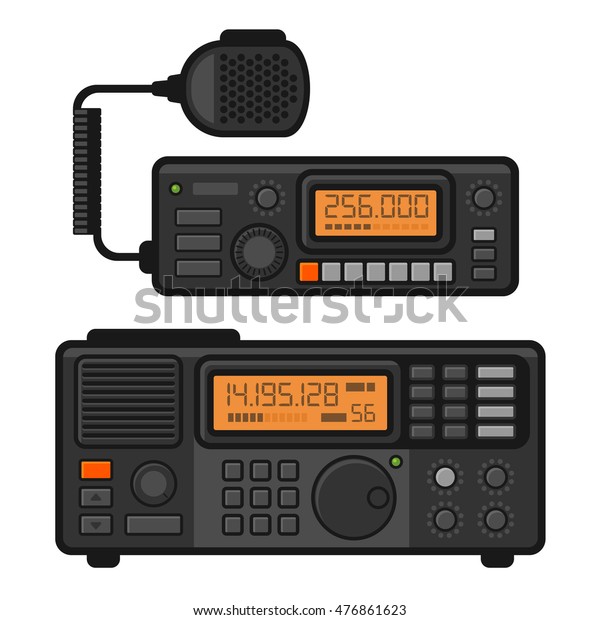 Police Car Radio\
Transceiver Set. Vector