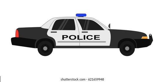 Police car realistic vector illustration isolated on white background.