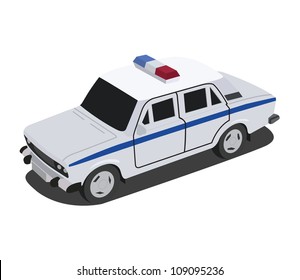 The police car of the Russian authorities