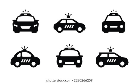 Police car set icon isolated on white background