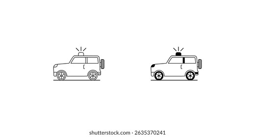 police car set icon with white background vector stock illustration