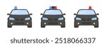 Police car set icons. Flat style. Vector icons.