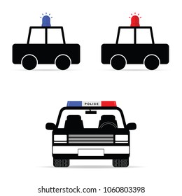 police car set illustration in colorful