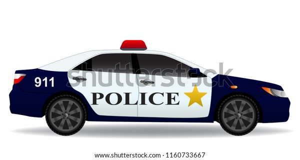 Police Car Side View Isolated On Stock Vector (Royalty Free) 1160733667 ...