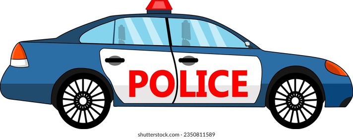 Police car Side view transportation vehicles vector isolated on the white background. 