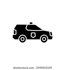 Police car simple glyph icon. Vector solid isolated black illustration.