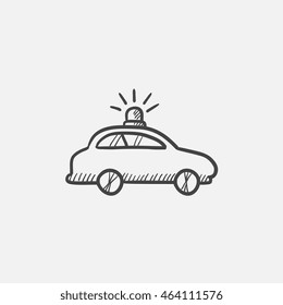 Police car sketch icon for web, mobile and infographics. Hand drawn vector isolated icon.