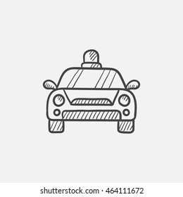 Police car sketch icon for web, mobile and infographics. Hand drawn vector isolated icon.
